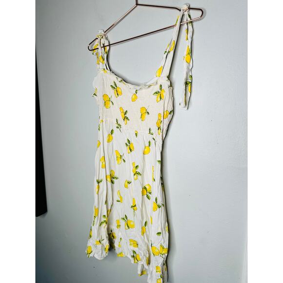 SLATE & WILLOW White Lemon Print Sweetheart Neckline Tie Shoulders Dress Small - Picture 9 of 10